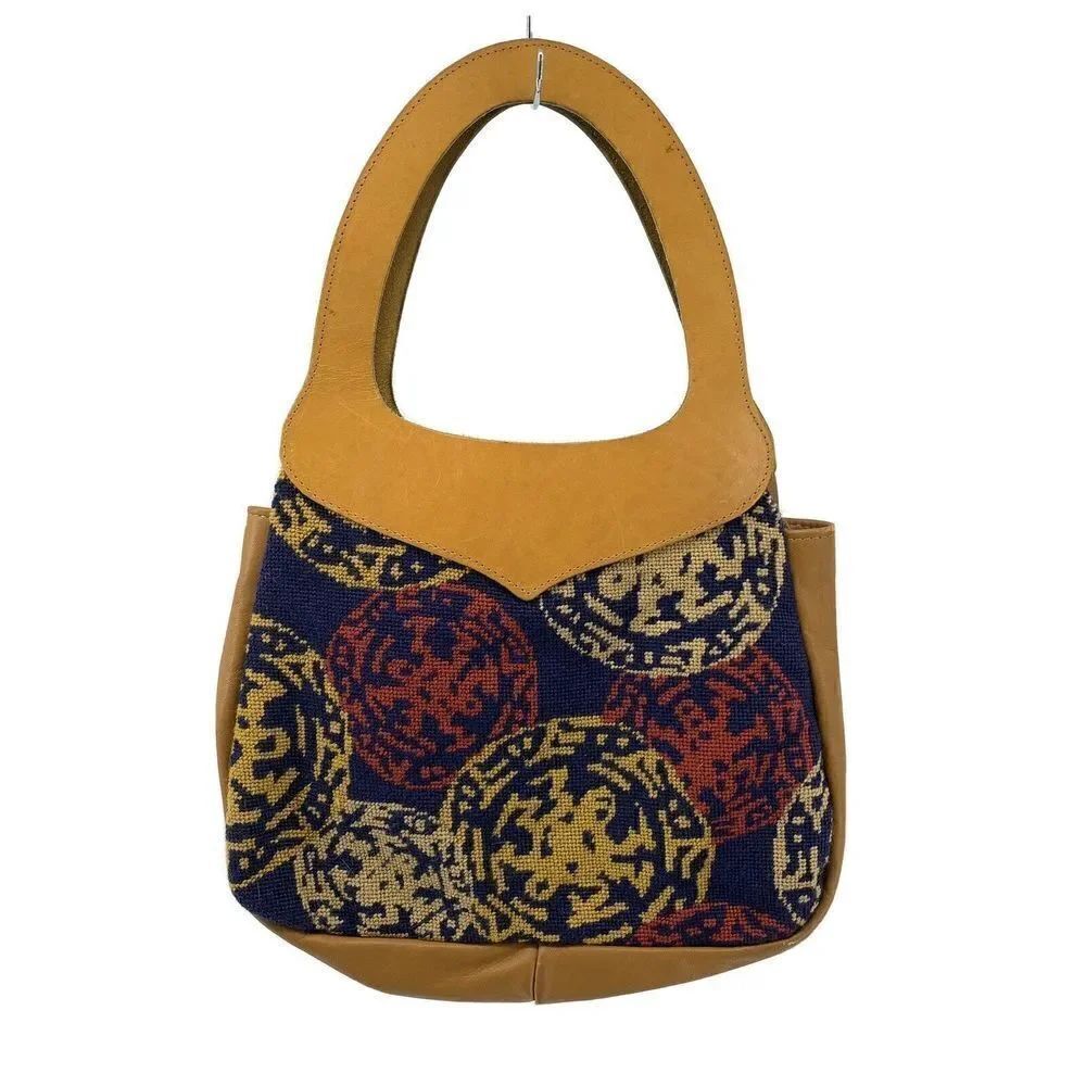Vintage Leather Tapestry Shoulder Handbag Boho